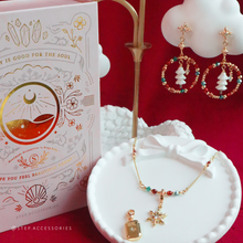 將圖片載入圖庫檢視器 Christmas Box Set with earrings, necklace and two pendants <3 items with Box and Bag>