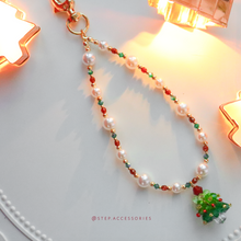 將圖片載入圖庫檢視器 P064 Christmas tree Phonestrap with Swarovski and Glass pearls