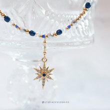 將圖片載入圖庫檢視器 J276 Choker with Czech glass beads and Zircon star