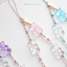 將圖片載入圖庫檢視器 Gummy Bears Phone strap with glass beads and resin < 3 colors >
