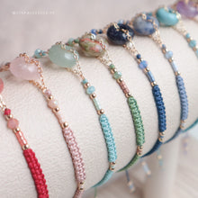 將圖片載入圖庫檢視器 Natural stone peace buckle hand strap with glass beads <14 colors>