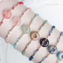 將圖片載入圖庫檢視器 Natural stone peace buckle hand strap with glass beads <14 colors>