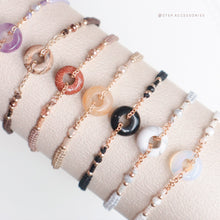 將圖片載入圖庫檢視器 Natural stone peace buckle hand strap with glass beads <14 colors>