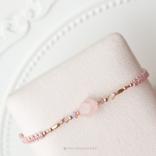 將圖片載入圖庫檢視器 Natural stone hand strap with Swarovski and rice shaped gold beads <16 colors>