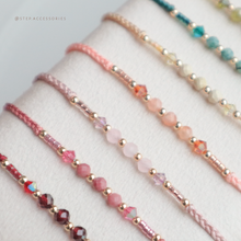 將圖片載入圖庫檢視器 3mm Natural stone Hand strap with Swarovski <17 colors>