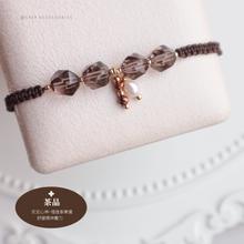 將圖片載入圖庫檢視器 Faceted Natural stone hand strap with freshwater pearls and glass beads <black/white/brown>