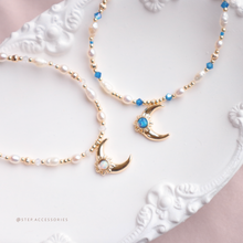 將圖片載入圖庫檢視器 Opal Moon Choker with Freshwater pearls and Swarovski <2 colors>
