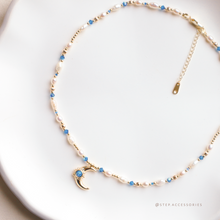 將圖片載入圖庫檢視器 Opal Moon Choker with Freshwater pearls and Swarovski <2 colors>