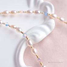 將圖片載入圖庫檢視器 J276-Zircon Unicorn Choker with Pastel Swarovski and Freshwater pearls