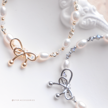 將圖片載入圖庫檢視器 Ribbon bracelet with Freshwater pearls and Swarovski <2 colors>