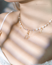 將圖片載入圖庫檢視器 J276-Zircon Unicorn Choker with Pastel Swarovski and Freshwater pearls