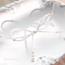 將圖片載入圖庫檢視器 Ribbon Choker with Japanese glass beads and Swarovski