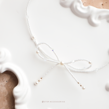 將圖片載入圖庫檢視器 Ribbon Choker with Japanese glass beads and Swarovski