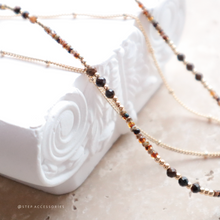 將圖片載入圖庫檢視器 Natural stone pendant 2 layers Choker with small natural stone snd Japanese glass beads < 2 colors>