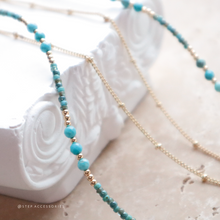 將圖片載入圖庫檢視器 Natural stone pendant 2 layers Choker with small natural stone snd Japanese glass beads < 2 colors>