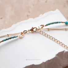 將圖片載入圖庫檢視器 Natural stone pendant 2 layers Choker with small natural stone snd Japanese glass beads < 2 colors>