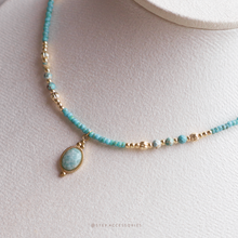 將圖片載入圖庫檢視器 **天河石,松石**帶來好運,平衡情緒~Ethnic Pendant Choker with Natural stone and Japanese glass beads/Ethnic Natural stone Bracelet