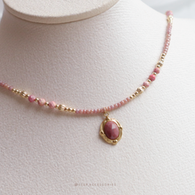 將圖片載入圖庫檢視器 **紅紋石,帝王松**提升愛情運勢~Ethnic Pendant Choker with Natural stone and Japanese glass beads/Ethnic Natural stone Bracelet