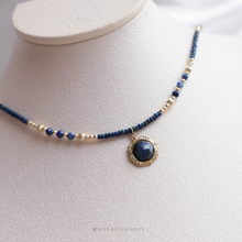 將圖片載入圖庫檢視器 **青金石**提升智慧,減輕壓力~Ethnic Pendant Choker with Natural stone and Japanese glass beads/Ethnic Natural stone Bracelet