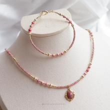 將圖片載入圖庫檢視器 **紅紋石,帝王松**提升愛情運勢~Ethnic Pendant Choker with Natural stone and Japanese glass beads/Ethnic Natural stone Bracelet