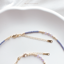 將圖片載入圖庫檢視器 **薰衣草晶**鎮定舒緩,帶來平和~Ethnic Pendant Choker with Natural stone and Japanese glass beads/Ethnic Natural stone Bracelet