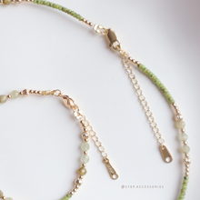 將圖片載入圖庫檢視器 **芥末石,橄欖石**增強信心與創造力~Ethnic Pendant Choker with Natural stone and Japanese glass beads/Ethnic Natural stone Bracelet
