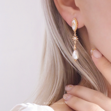 將圖片載入圖庫檢視器 Shell with Stars Earrings with Freshwater pearls