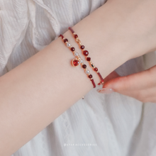 將圖片載入圖庫檢視器 Zircon Heart hand strap with Natural stone and glass pearls <12 colors>