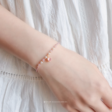 將圖片載入圖庫檢視器 Zircon Heart hand strap with Natural stone and glass pearls <12 colors>