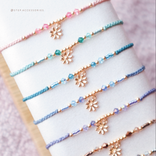 將圖片載入圖庫檢視器 Gold flower pendant Hand strap with Swarovski and Japanese glass beads <8 colors>