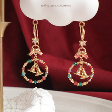 將圖片載入圖庫檢視器 Christmas Ribbon earrings with bells