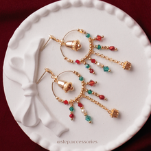 將圖片載入圖庫檢視器 Christmas Bell Earrings with Swarovski and Czech glass beads
