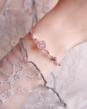 將圖片載入圖庫檢視器 **薰衣草晶**Natural stone Heart Bracelet with Swarovski and Freshwater pearls