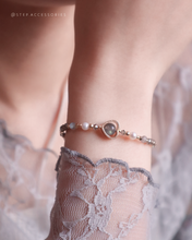 將圖片載入圖庫檢視器 **拉長石**Natural stone Heart Bracelet with Swarovski and Freshwater pearls