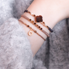 將圖片載入圖庫檢視器 *$銅錢天然石招財手繩$*Zircon New Year Coin Hand strap with Natural stone and Swarovski <5 colors>