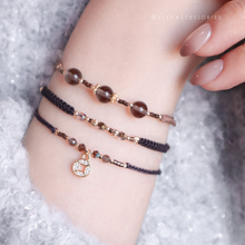 將圖片載入圖庫檢視器 *$銅錢天然石招財手繩$*Zircon New Year Coin Hand strap with Natural stone and Swarovski <5 colors>