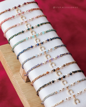將圖片載入圖庫檢視器 *Lucky幸運馬碲鐵*Zircon Horseshoe Lucky Hand strap with Natural stone and glass pearls <13 colors>