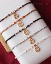 將圖片載入圖庫檢視器 *$銅錢天然石招財手繩$*Zircon New Year Coin Hand strap with Natural stone and Swarovski <5 colors>