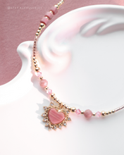 將圖片載入圖庫檢視器 *紅紋石*Natural stone Heart Pendants Choker with Swarovski and Japanese glass beads