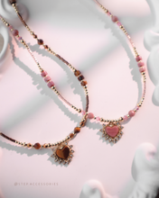 將圖片載入圖庫檢視器 *紅紋石*Natural stone Heart Pendants Choker with Swarovski and Japanese glass beads