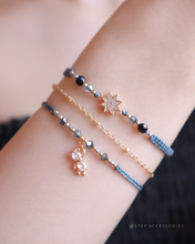 將圖片載入圖庫檢視器 *Bear&Star紫金砂* Gray blue Handstrap set with Swarovski