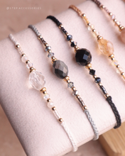 將圖片載入圖庫檢視器 Faceted Olive Shape Natural stone Hand strap with Swarovski and Japanese glass beads<brown/khaki/yellow/black/gray/white>