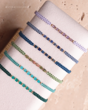 將圖片載入圖庫檢視器 Little square Natural stone hand strap with Japanese glass beads <green/navy/blue/purple>