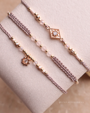 將圖片載入圖庫檢視器 ✴︎♦︎粉紅晶♦︎✴︎Rhombus Star Dusty Pink Handstrap set with Natural stone and Swarovski