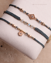 將圖片載入圖庫檢視器 ✴︎♦︎拉長石♦︎✴︎Rhombus Star Dark Gray Handstrap set with Natural stone and Swarovski