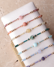 將圖片載入圖庫檢視器 6mm Frosted Natural stone Hand strap with Japanese glass beads <pink, peach, yellow, blue, purple>
