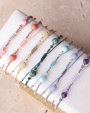 將圖片載入圖庫檢視器 6mm Frosted Natural stone Hand strap with Japanese glass beads <pink, peach, yellow, blue, purple>