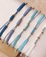將圖片載入圖庫檢視器 Long Natural stone Hand strap with Japanese glass beads <navy, blue, baby blue>