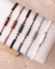 將圖片載入圖庫檢視器 Long Natural stone Hand strap with Japanese glass beads <brown, khaki, black, gray, white>