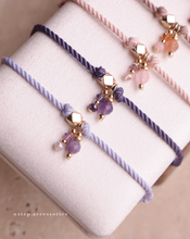 將圖片載入圖庫檢視器 Natural stone thick twisted rope Hand strap with Swarovski and glass beads <red,dusty,pink,purple>